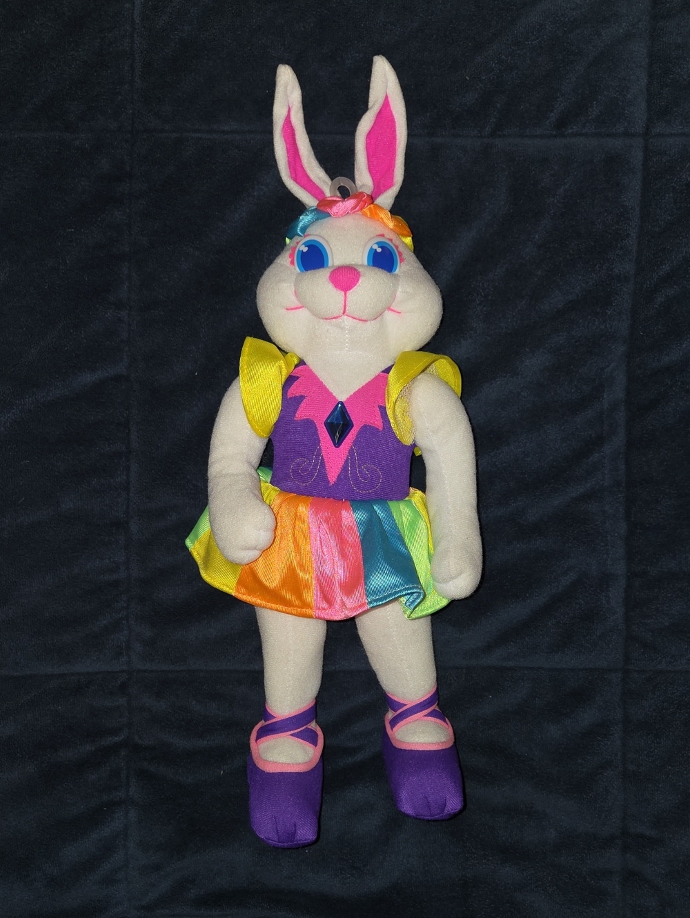 Vintage 90s Lisa Frank Rainbow Ballerina Bunny Posable Plush